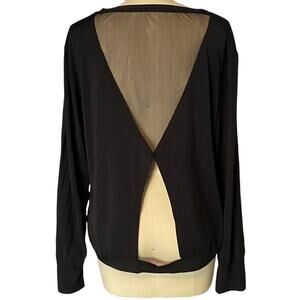 ZYIA Black Mesh & Open Back Yoga Pullover L/Sleeve Activewear Top ~ Plus Size 3X